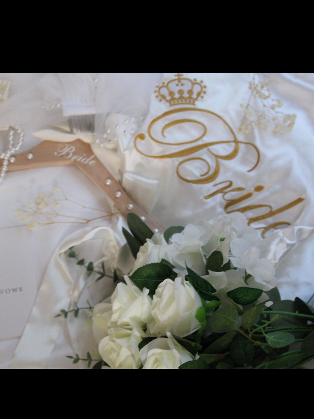 Bride Satin Robe with Gold Script - Picture 2 of 5